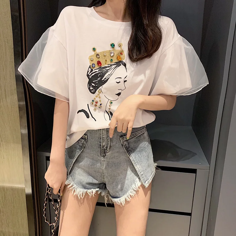 2 цвета летние топы 2019 свободные футболки с короткими рукавами в Корейском стиле