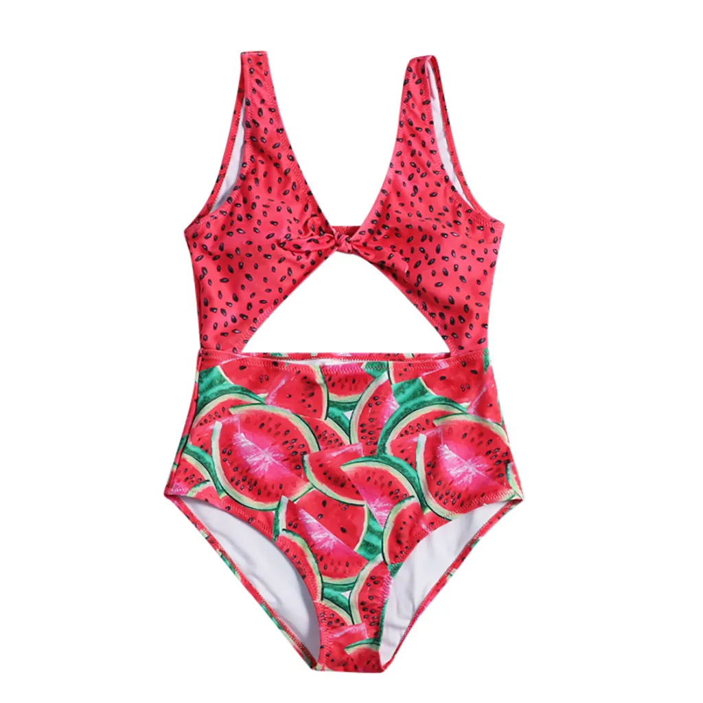Женский купальный костюм с принтом арбуза пуш ап бюстгальтер подкладкой красный