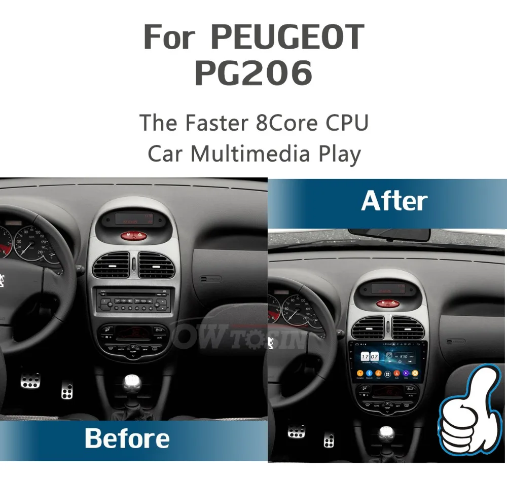 " ips Восьмиядерный 4G ram+ 64G Android 9,0 автомобильный dvd-плеер для PG206 peugeot 206 PG gps навигация радио попугай BT Мультимедиа Стерео