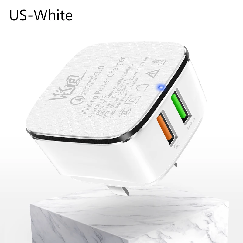 VVKing 30 W Quick Charge 3,0 Dual USB Зарядное устройство для iPhone X 8 2.4A быстрой зарядки для samsung s8 s9 Xiaomi huawei P9 QC3.0 Зарядное устройство - Тип штекера: US-White