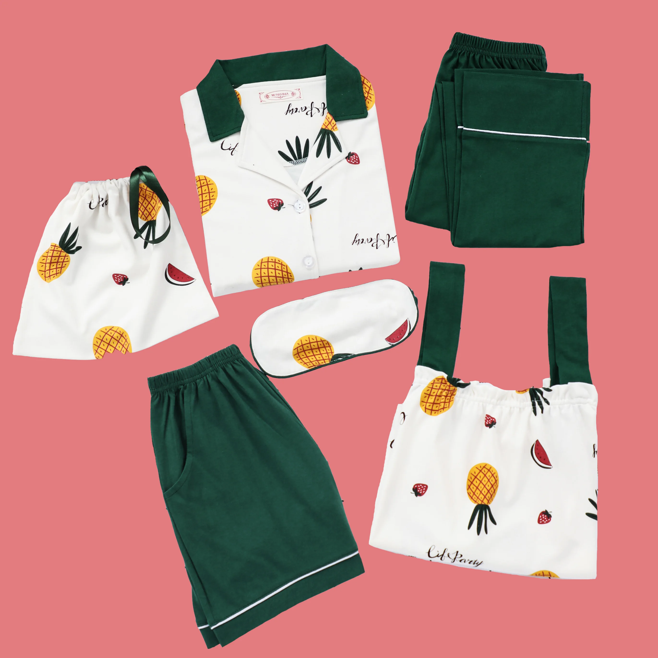 Женский пижамный комплект из 100% хлопка пижама 7 предметов для женщин одежда сна