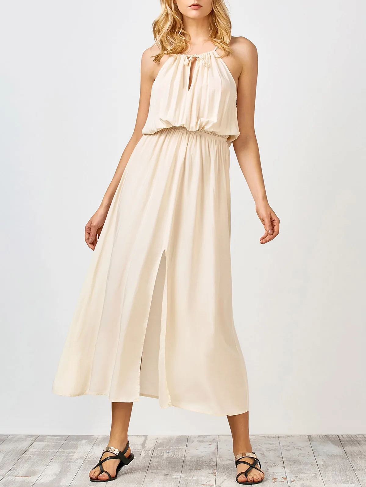 Женское длинное платье макси праздничное летнее вечернее пляжное с разрезом