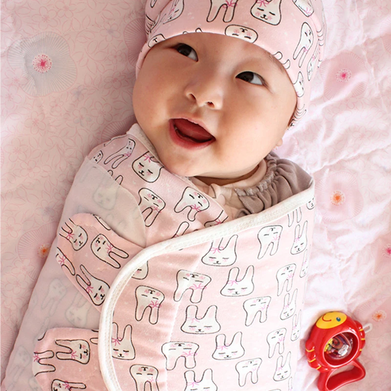 3 Pcs/set Cotton Swaddling Blankets Newborns Swaddle Anti-startle Baby Muslin Wrap Safely Infant Sleepsack Include Hat Gloves | Мать и