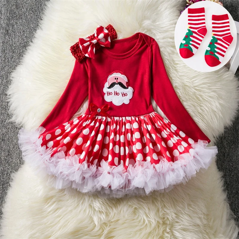 Для маленьких девочек My 1st рождественские платья для Happy Новый год красное платье