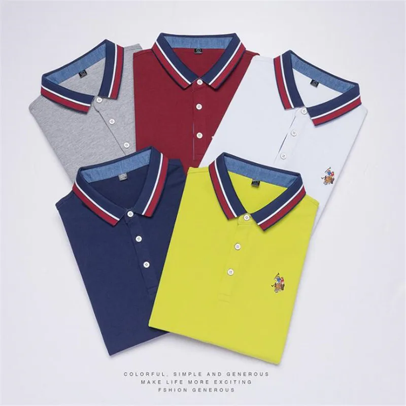 Мужская футболка поло с 3D вышивкой летняя повседневная Однотонная коротким