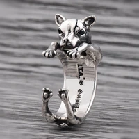 french bulldog dog open rings 925 sterling silver for man and women hip hop fashion jewelry