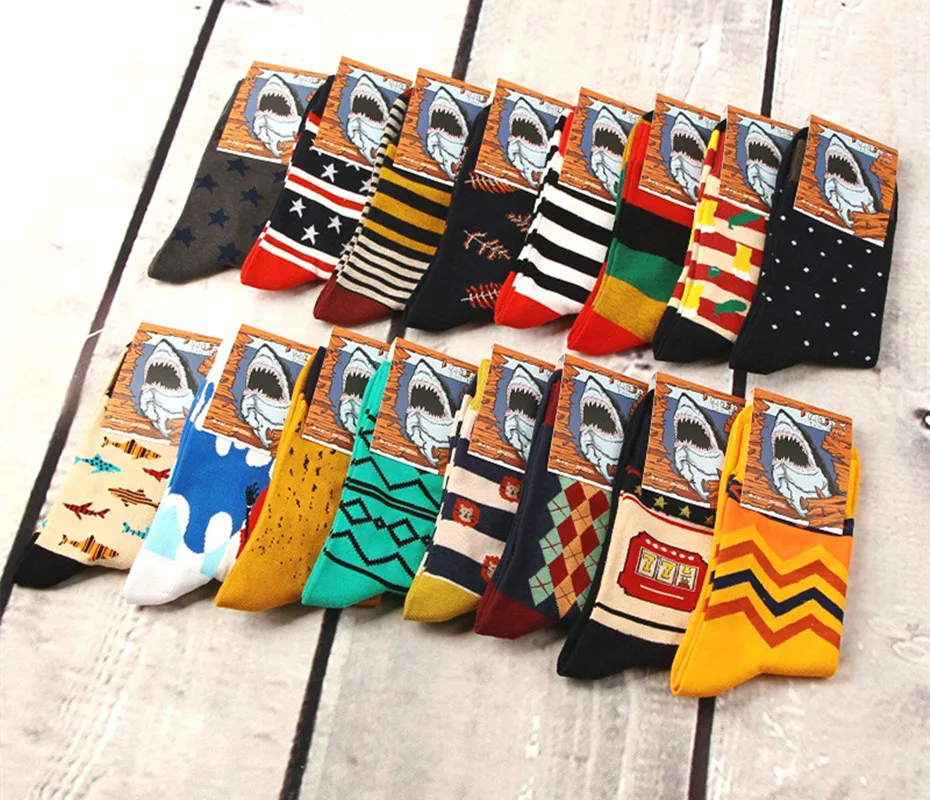 Цветные повседневные мужские Носки Happy высококачественные носки из чесаного