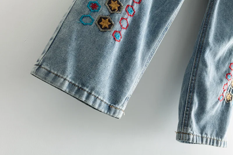 Harem Denim Pants Embroidery Loose Calf Length Plus Size Women High Elastic Waist 2019 Summer Casual Pants Denim Lady  3XL
