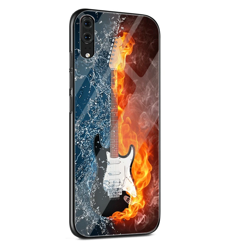 Электрический Чехол для гитары Blue Music Note стекло Huawei P30 P10 P20 Pro P Smart Mate 10 20 Lite Y6 Y9 Honor 7A