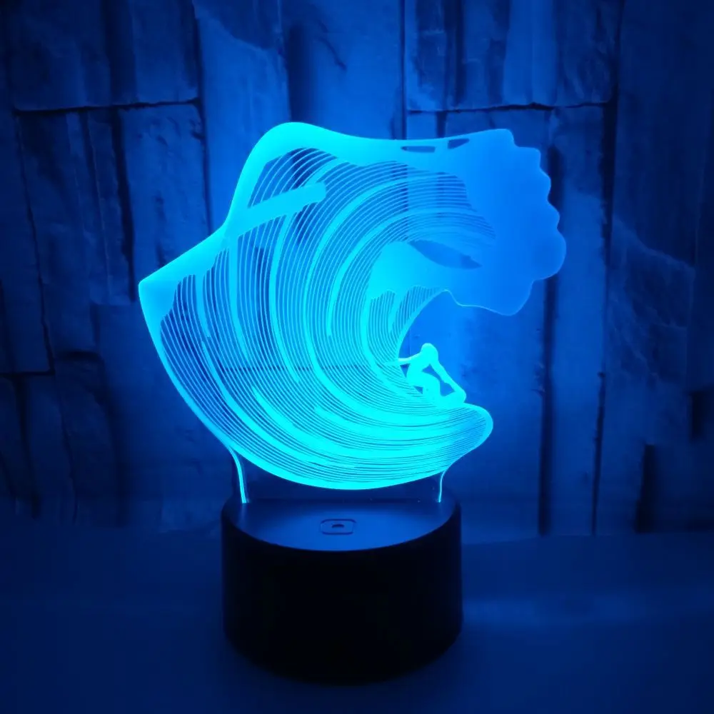 3d светодиодная лампа для серфинга креативные ночные светильники спорта и дома