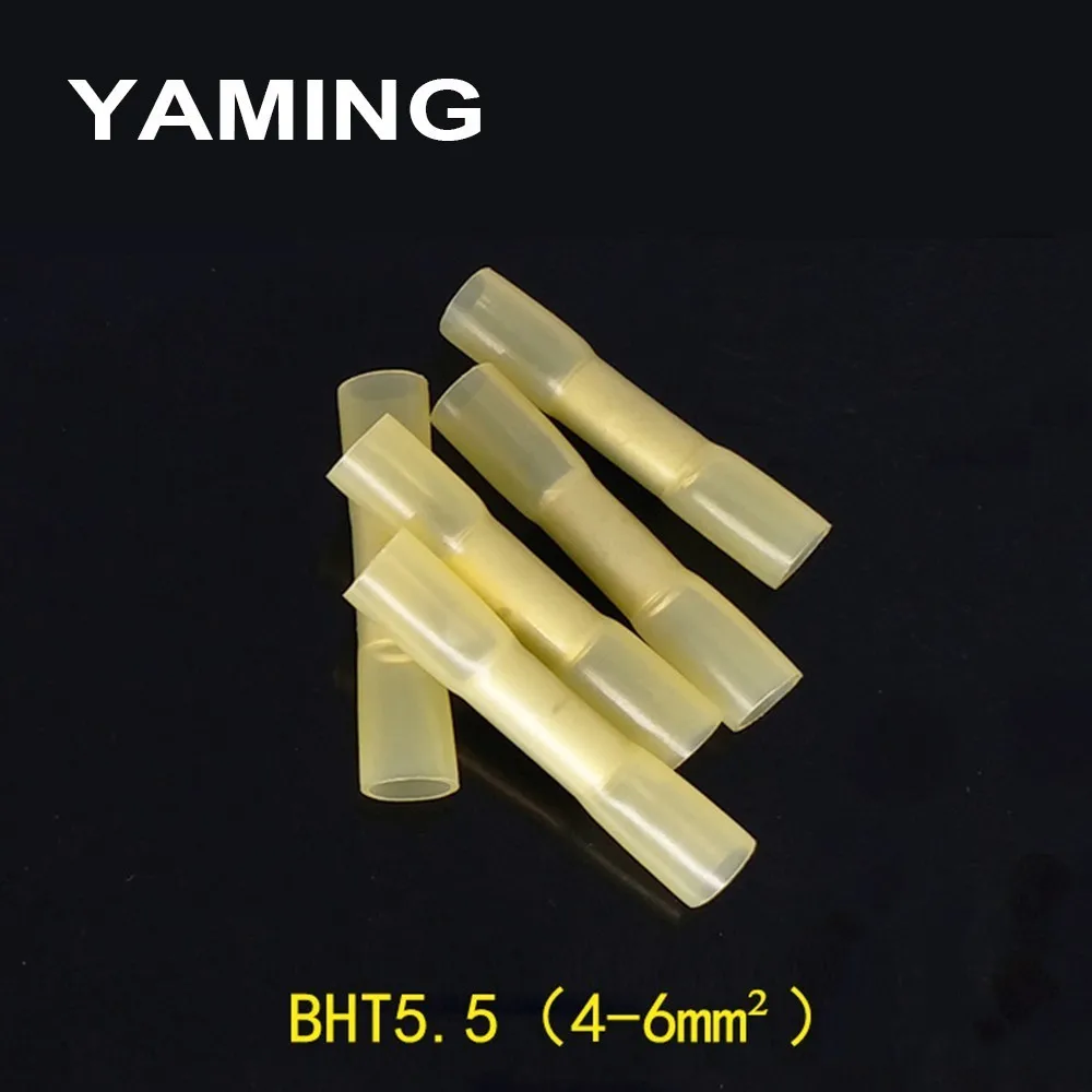 

100PCS/lot BHT5.5 Yellow High Quality Insulated Heat Shrink Waterproof Middle Tube Wire Electrical Crimp Terminal 4-6mm2
