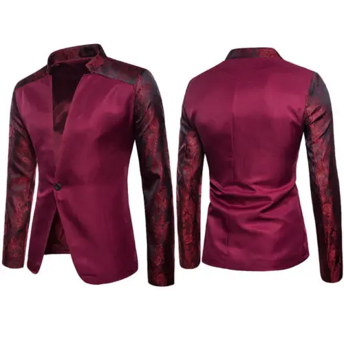 

New Mens Blazer Casual Slim Mens Patchwork Suit Blazer Jacket Male Slim Fit One Button Tuxedo Formal Suit Coat Formal Wedding