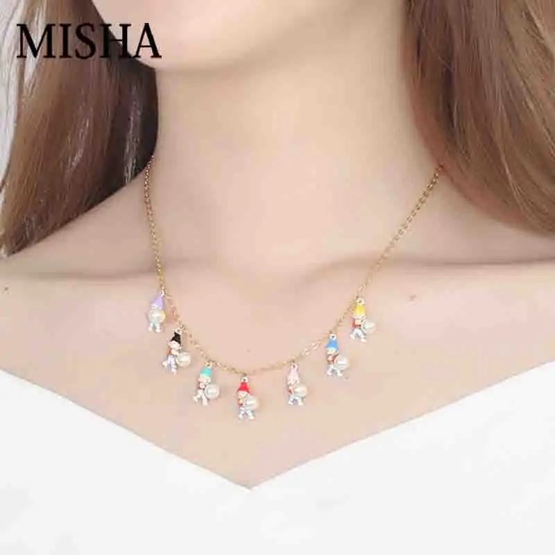 MISHA Fairy роскошные ожерелья для женщин семь гномов эмалированная глазурь кулон