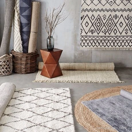 

collalily Kilim handmade Carpet geometric Bohemia Indian Rug plaid striped Modern black white design Nordic style
