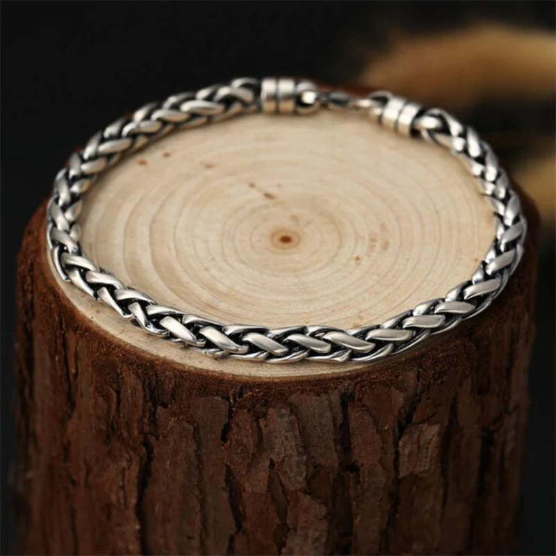 Женский браслет из серебра 2020 пробы с плетеной веревкой|Гибкие и жесткие