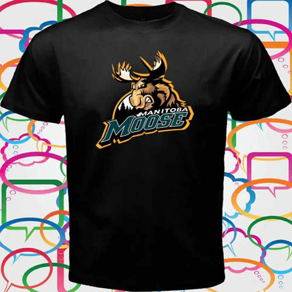 Manitoba Moose логотип Ahl Хоккей Виннипег Ретро Мужская черная футболка брендовая