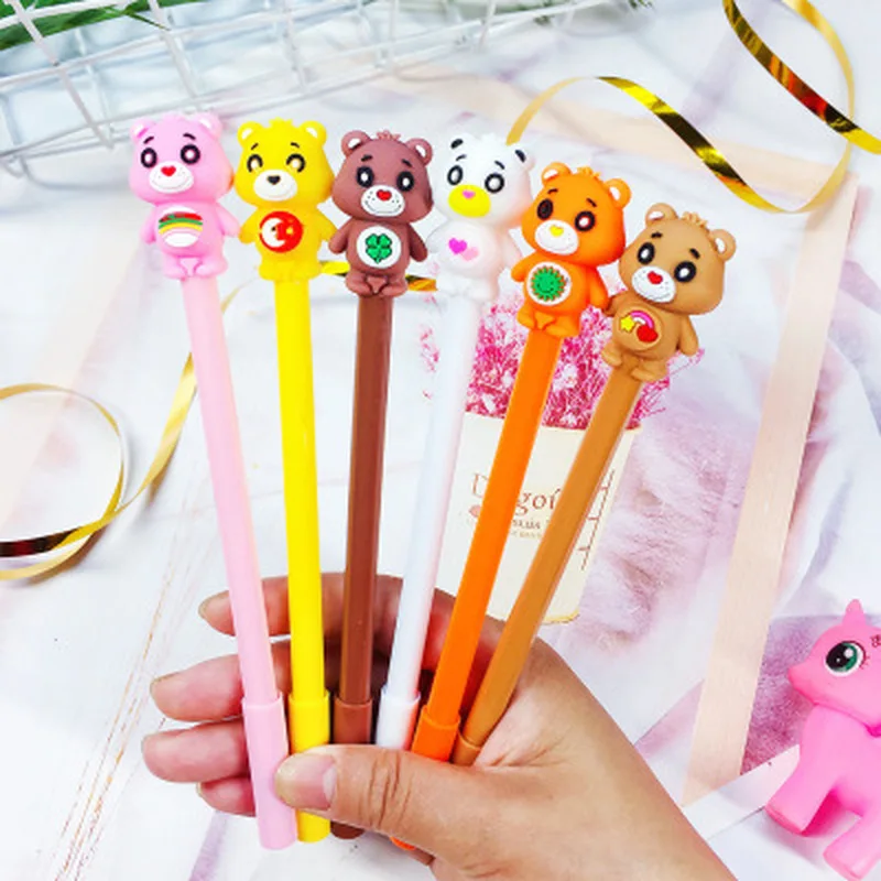 1 шт Ручка гелевая с медведем 0,5 мм Kawaii ручка Новинка Канцелярские милые студенческие ручки черные гелевые ручки канцелярские принадлежности Kawaii школьные принадлежности