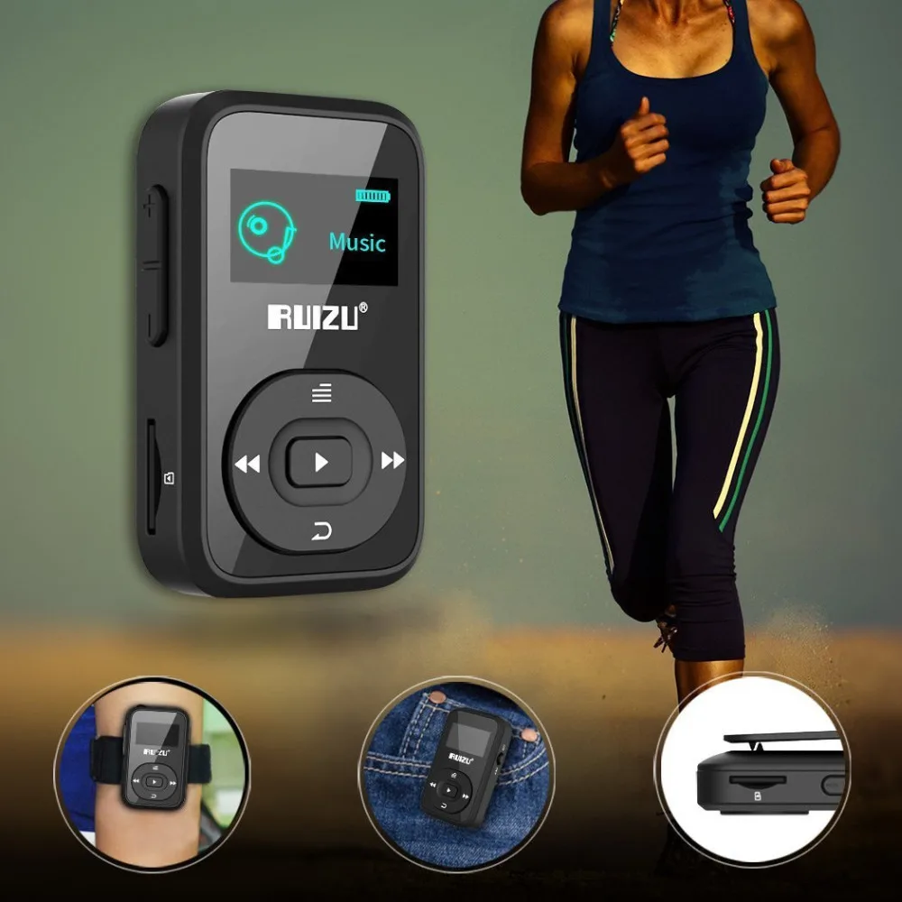 Мини спортивный MP3 плеер RUIZU X26 с Bluetooth fm радио поддержкой SD карты 8 Гб|mp3 music player|music