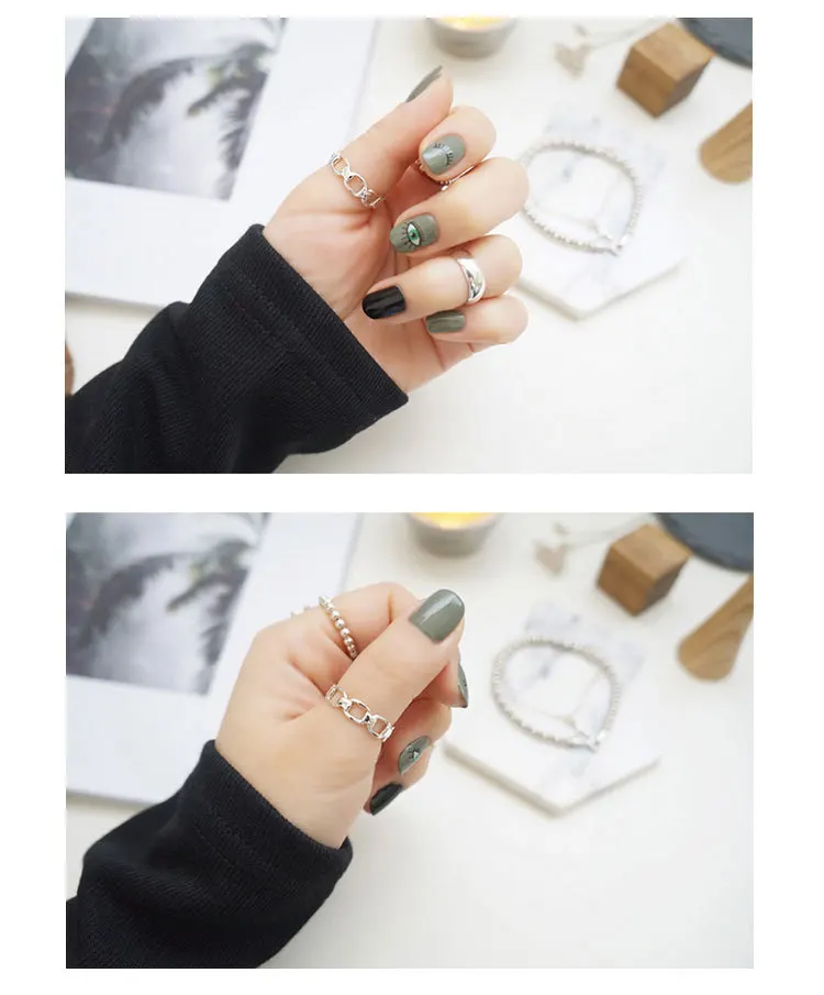 SHANICE 925 стерлингового серебра Открытые Кольца геометрический луч цепи Регулируемые кольца на палец корейский стиль серебряные ювелирные изделия