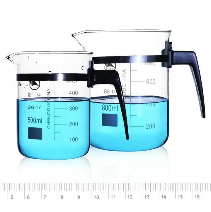 Стеклянный стакан с пластиковой ручкой 1 шт./лот 500/800/1000 мл|beaker with handle|glass beakerlaboratory