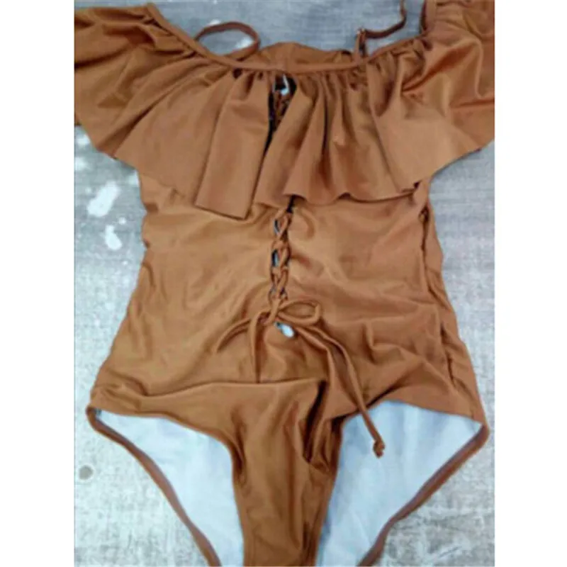 

Sexy Women One-piece Swimsuit New 2018 Brazilian Suspender Swimwear Ruffles Push-Up Bikini Monokini Hot Sale Ladies Bathing Suit