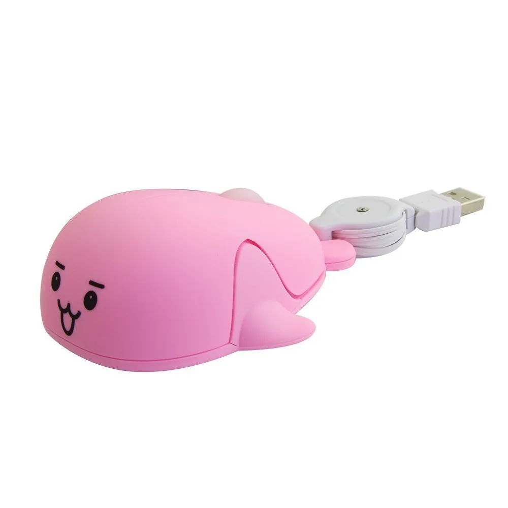 Розовый Розовый милый Дельфин мини компьютерная мышь Выдвижной Usb кабель проводной оптический Mause 3D животное эргономичные маленькие мыши для детей ПК ноутбук - Цвет: Розовый