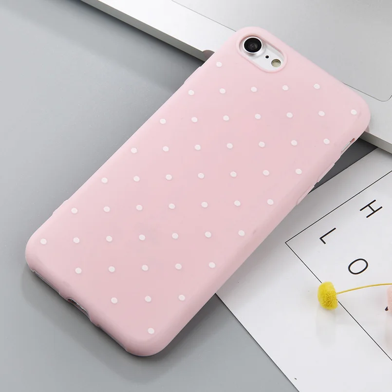 Pink Чехол для телефона USLION с волнистыми точками для iPhone 11 Pro Max, винно-красный мягкий чехол из ТПУ в горошек для iPhone X XR XS Max 8 7 6 S Plus 5 S SE - Цвет: Pink