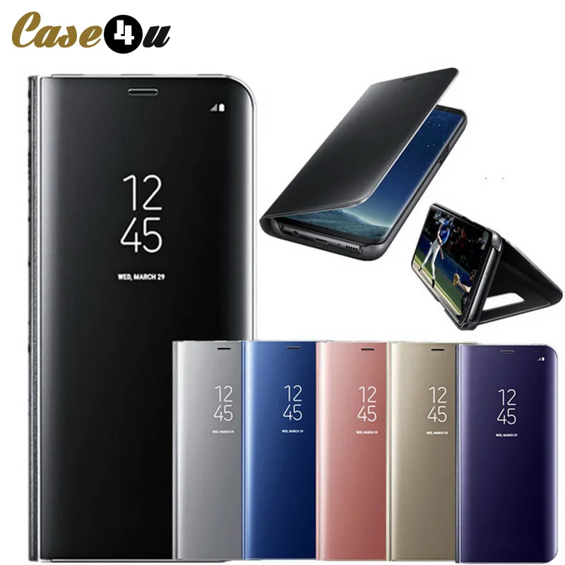 Умный кожаный зеркальный чехол с откидной крышкой и подставкой для Samsung Galaxy S8 S9 Plus
