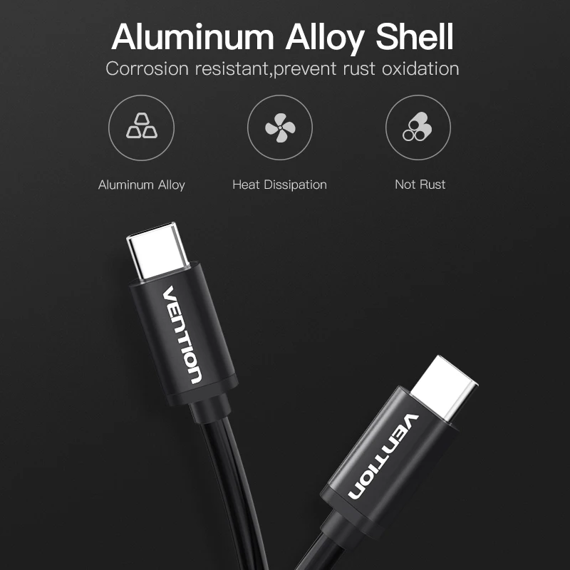Vention Новый usb type C 4K кабель папа-папа PD 3A Быстрая зарядка для samsung S9 Macbook huawei USB 3 1