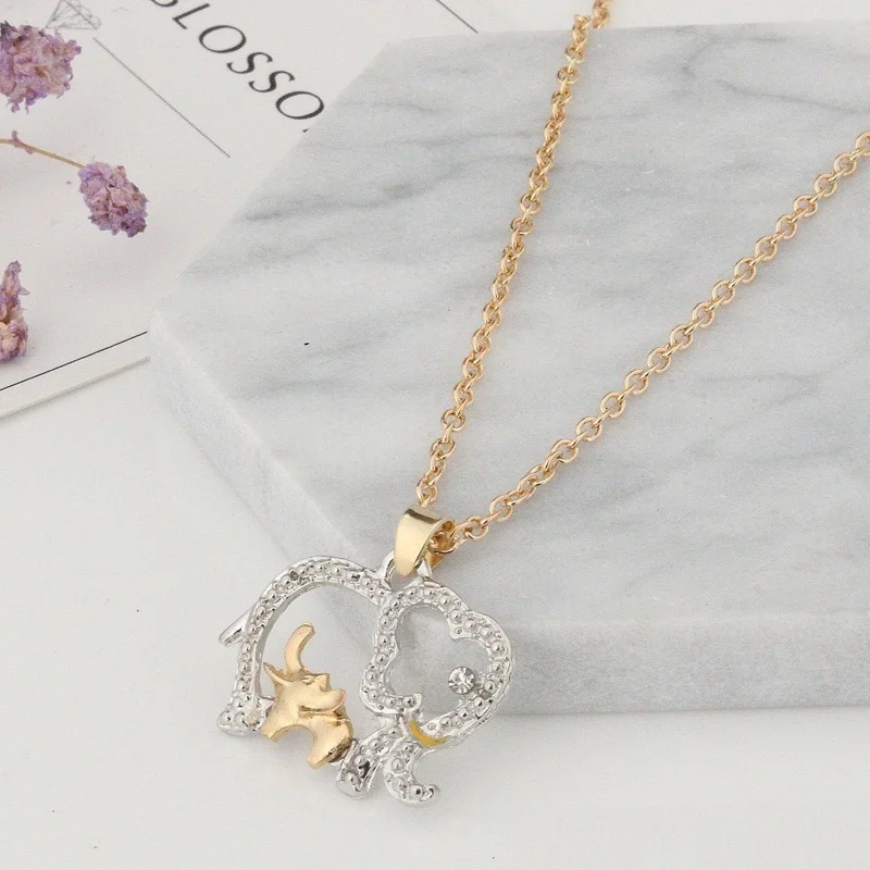 Mama Baby Hollow Elephant And Gold Pendant Necklaces Jewelry New Mom Gift Mother Child Necklace | Украшения и аксессуары