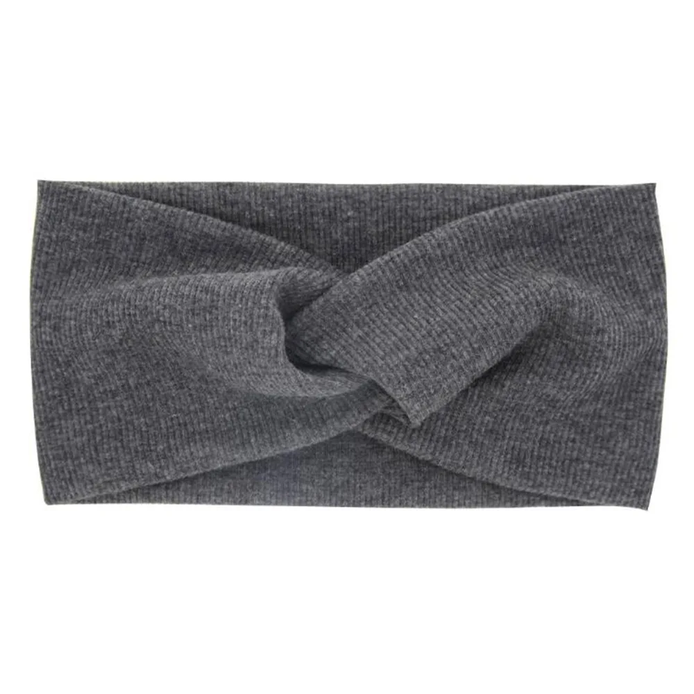 Cute Solid Color Baby Turban Girls Cotton Twisted Knotted Headband Elastic Hairbands Children Head Wraps Hair Accessories - Color: Dark Grey