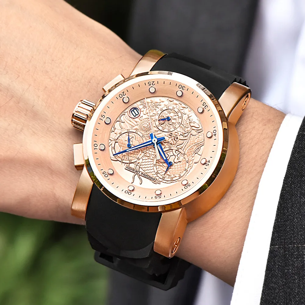 

PAGANI DESIGN Brand Men Watches Luxury Military Chronograph Calendar 30M Waterproof Silicone Fashion Quartz Men Watch Relogio