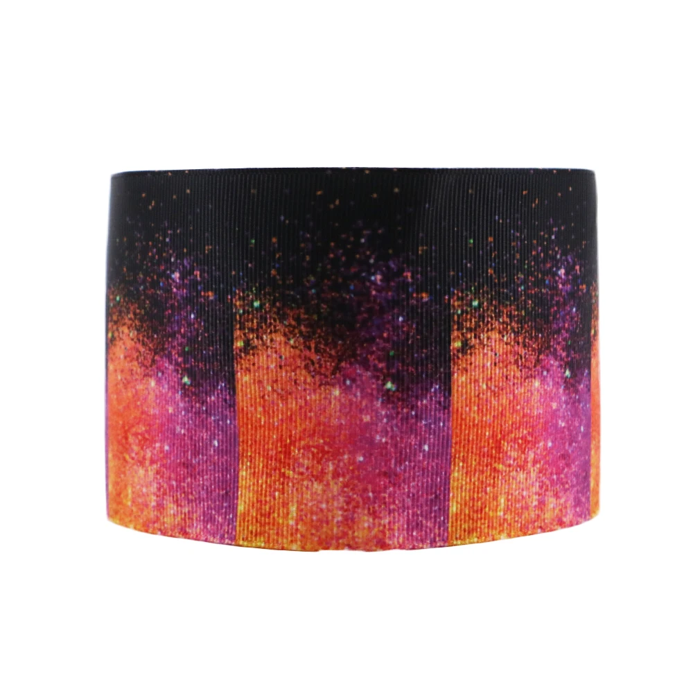 

David accessories 3'' 75mm Gradient color Rainbow swirls polyester ribbon 50 yards,DIY handmade materials,50Yc3558