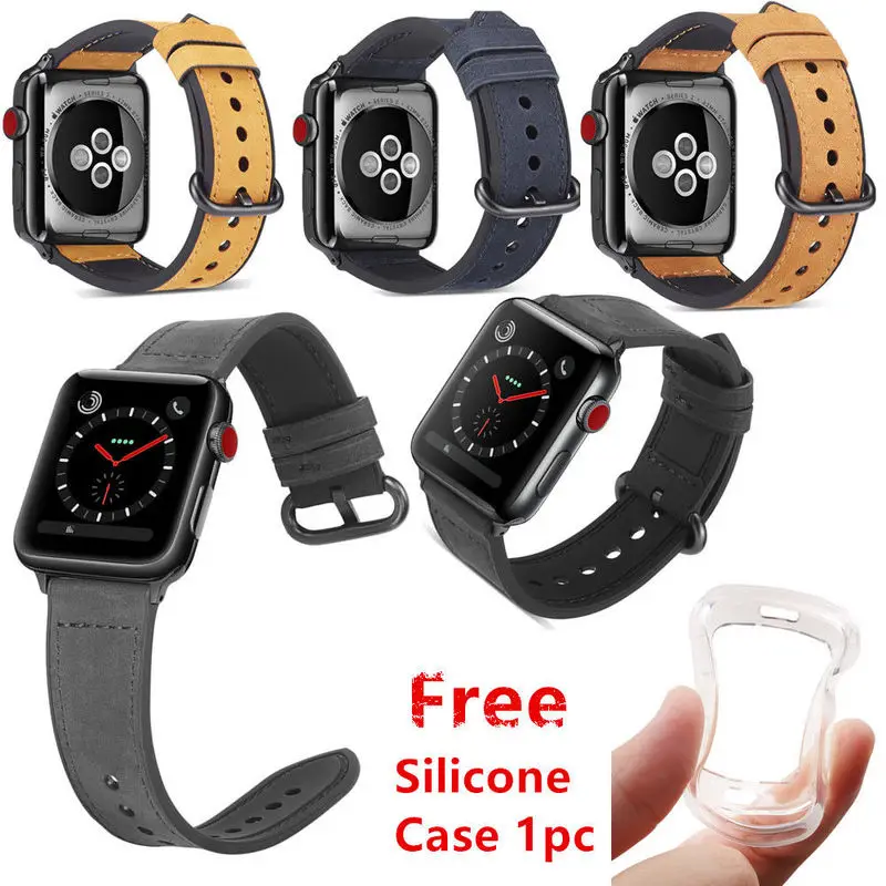 Кожаный ремешок для часов Apple Watch Series 4 3 2 1 браслет на запястье 40 44 38 42 мм с
