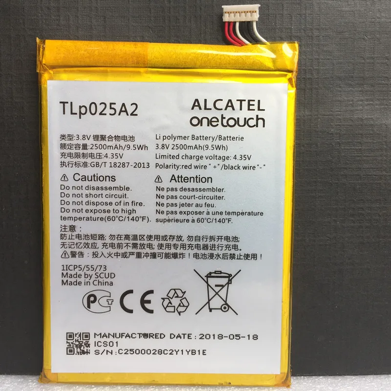 100% Новый оригинальный 2500 мАч TLp025A2 для Alcatel One Touch Pop 2 (5) Премиум 7044X 7044Y 7044A 7044K