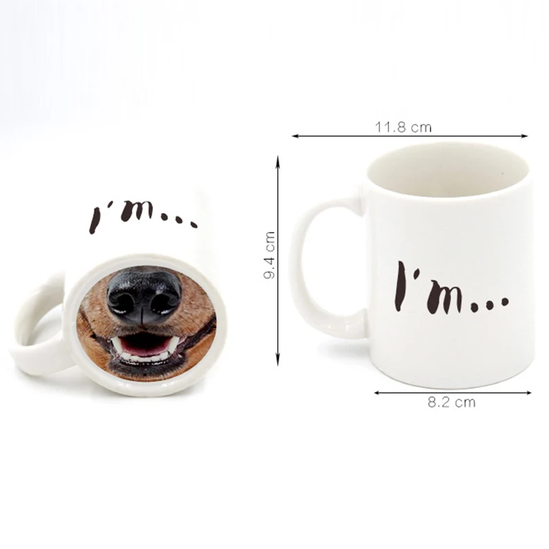 Henghou утро забавные Керамика кружка собака нос Наслаждайтесь Чай молочный напиток