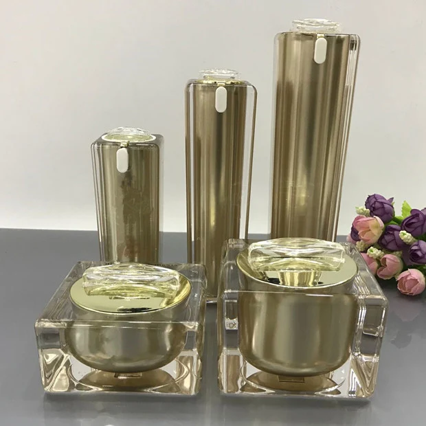 Высокая Класс Gold Cosmetics Sub акрил 30/50/100 мл лосьон насоса бутылки, классические 15/30/50 г Акриловые крем Jar 6 шт. 1 костюм