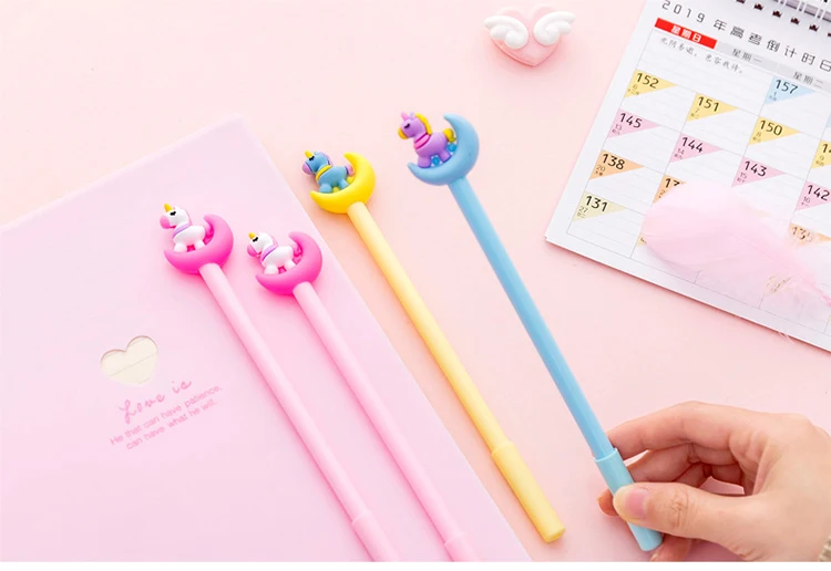 Корейский милый Радужный Единорог гелевая ручка Kawaii Милая луна животных канцелярские принадлежности для девочек детский подарок школьные офисные принадлежности вещь Bts