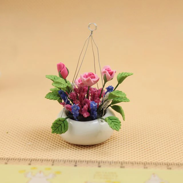 

A01-X413 children baby gift Toy 1:12 Dollhouse mini Furniture Miniature baby mini flower Purple Rose 1pcs