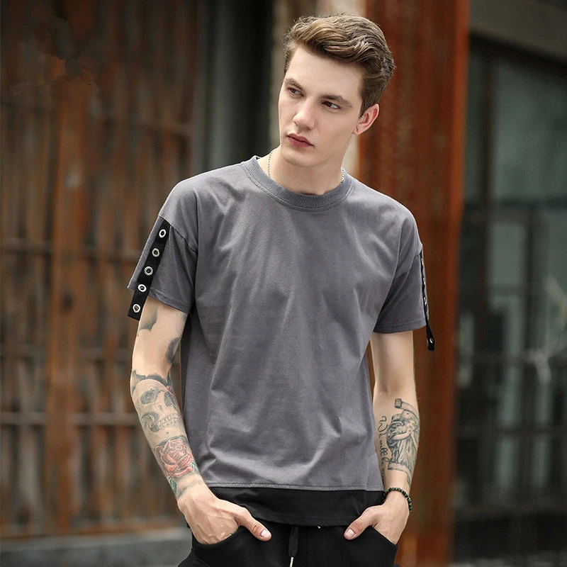 Летние мужские Новый Hipster Лоскутная футболка в стиле хип хоп бренд мужской одежды