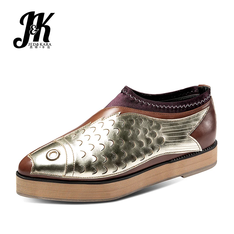 JK 2019 Spring Totem Platform Women Flats New Lace Up Fashion Casual Shoes Flat Footwear PU Pointed Toe Girl Big Size 50 | Обувь