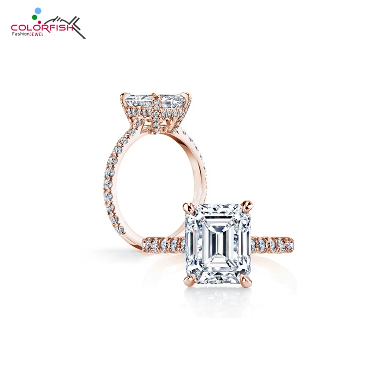 Colorfish Люкс 3 карат прямоугольник кольцо Для женщин Свадебные украшения