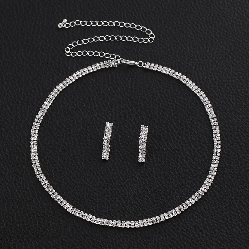 Комплект из колье и серёг с кристаллами|earrings set for women|necklace earring setbridal jewelry sets |