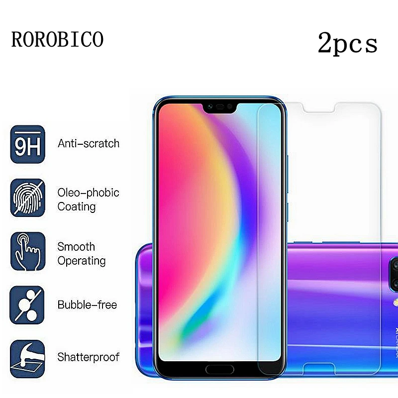 Rorobico 2 шт. закаленное Стекло для huawei Honor 10 Экран протектор 9 H 2.5D телефон на защитный