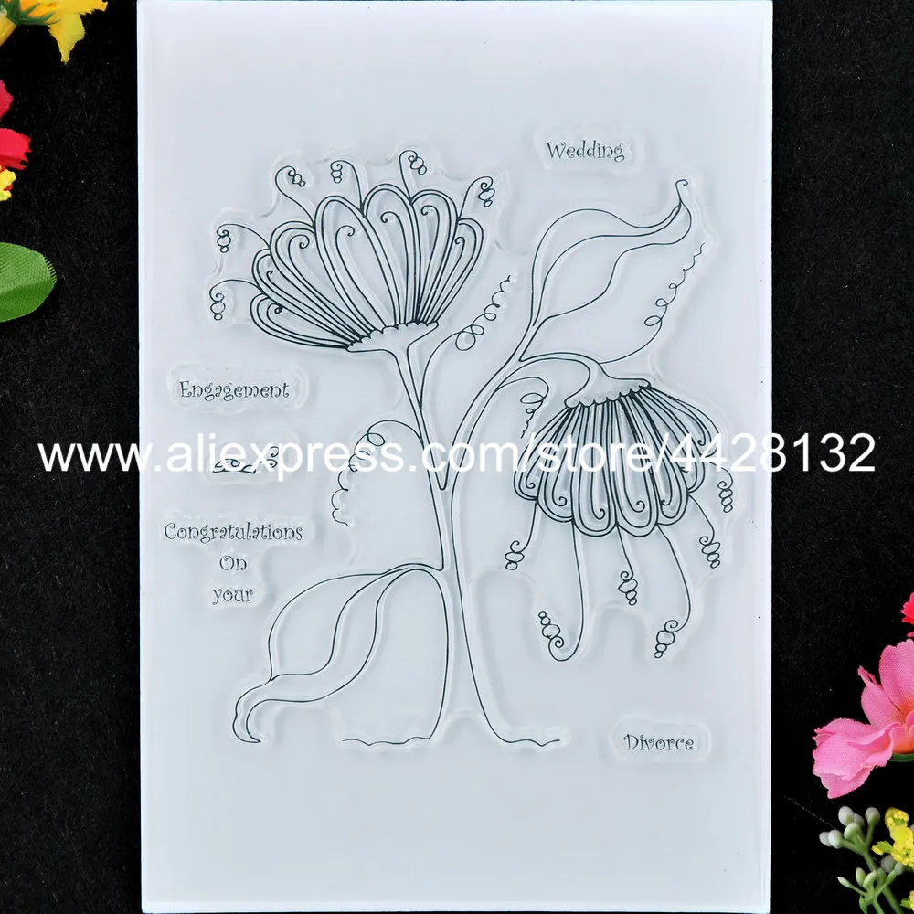 Flowers Congratulations on your Wedding Scrapbook photo cards rubber stamp clear transparent 9052467 | Дом и сад