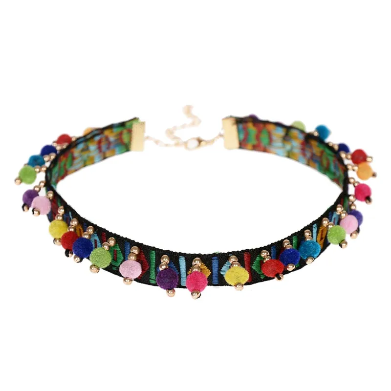 

Bohemia style Beads Choker Necklace Ethnic Fashion jewelry Rope chain Statement necklace for women White Color
