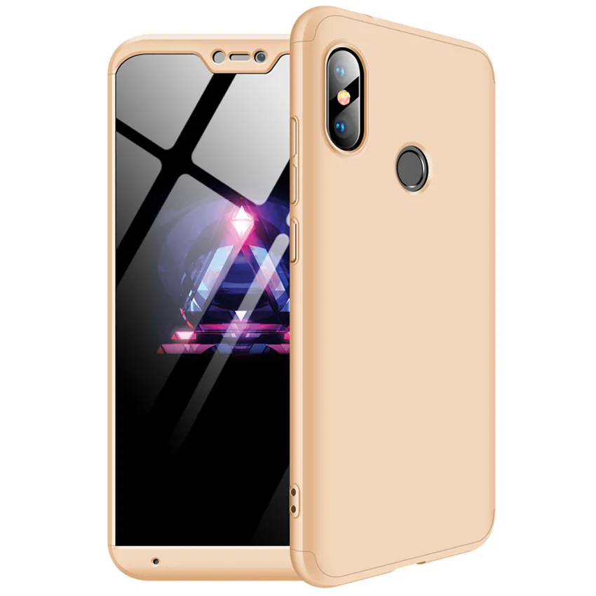 360 чехол для телефона для Xiaomi mi 9 8 Se 6 mi x Max 2 2s A2 Lite A1 6x 5x Red mi S2 Y2 Y1 6a Примечание 7 5 Pro Plus 5a Prime жесткая накладка на заднюю панель - Цвет: Gold