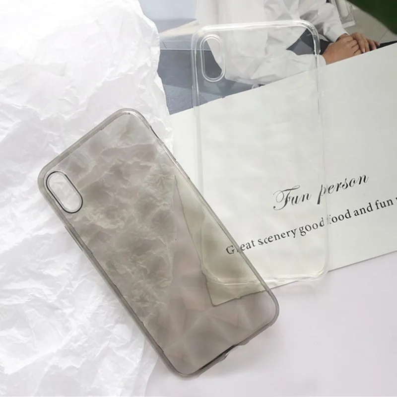 Простой Прозрачный тонкий чехол для iPhone 7 iphone6 6s 8 Plus X XS Max XR 3D геометрическая