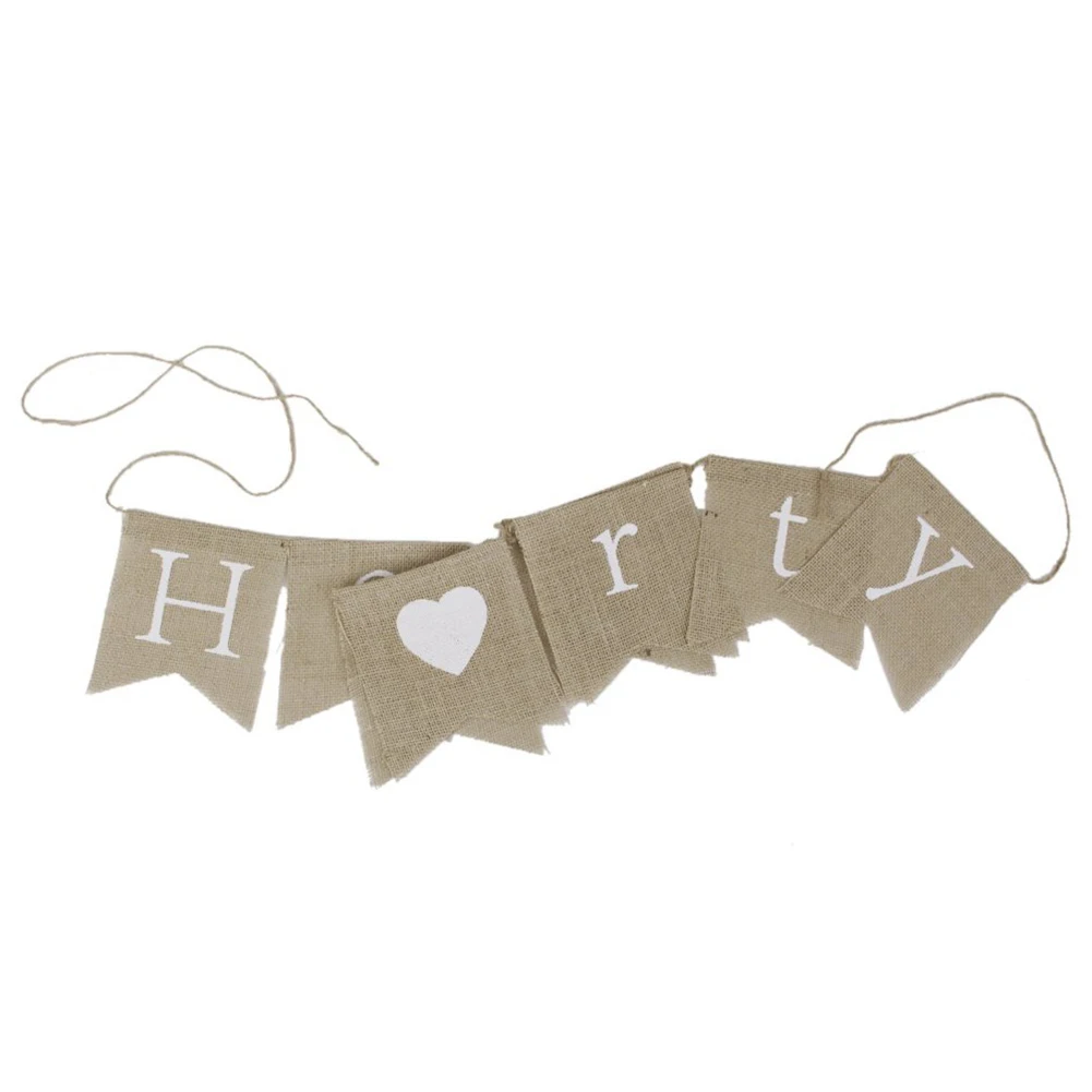 8.2 Feet(2.5 Meters) Hen Party Hessian Bunting Banner Vintage Fabric Pennant Rustic Wedding Decoration Colorful | Дом и сад