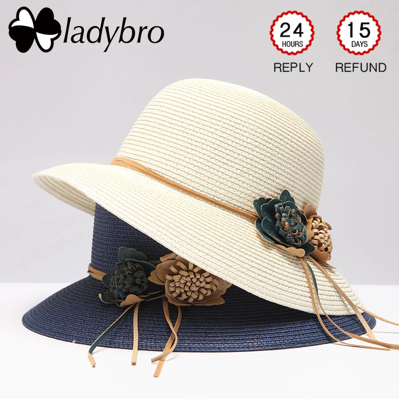Ladybro Летняя Пляжная соломенная шляпа от солнца праздничные дамские шапки кепка